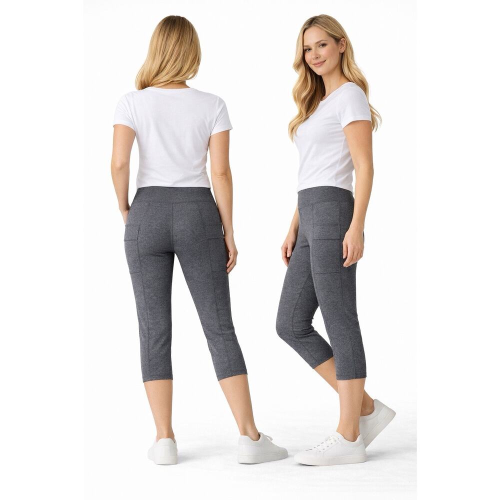 HYPE Women’s High Waist Charcoal Heather Leggings Size M Cargo Side Pockets NWT